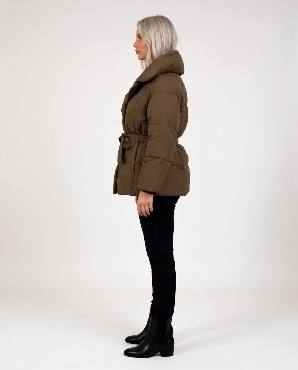Belted Winter Puffer Jacket