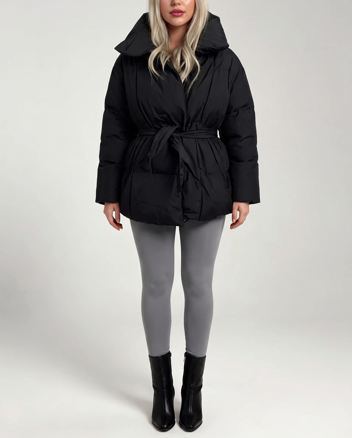 Belted Winter Puffer Jacket