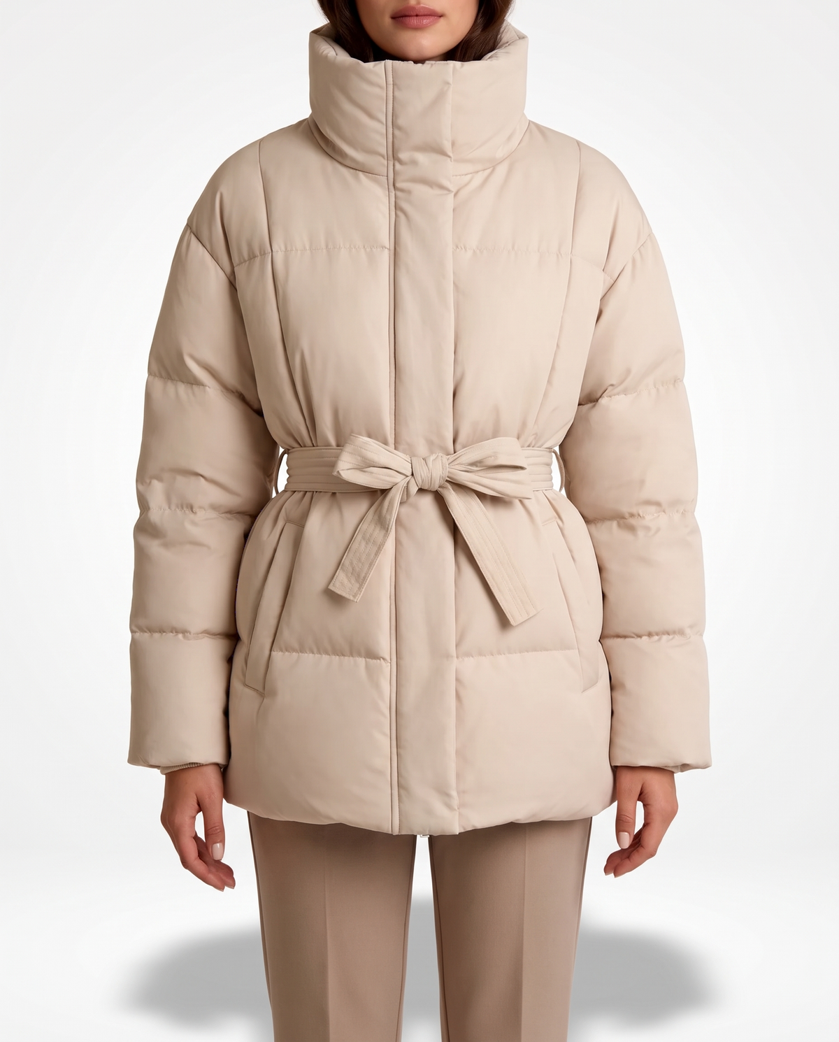 Belted Winter Puffer Jacket