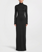 Black Turtleneck Long Sleeve Bodycon Maxi Dress