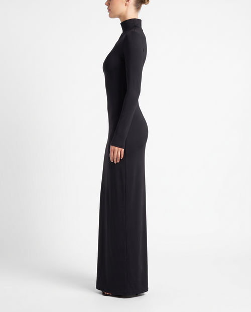 Black Turtleneck Long Sleeve Bodycon Maxi Dress