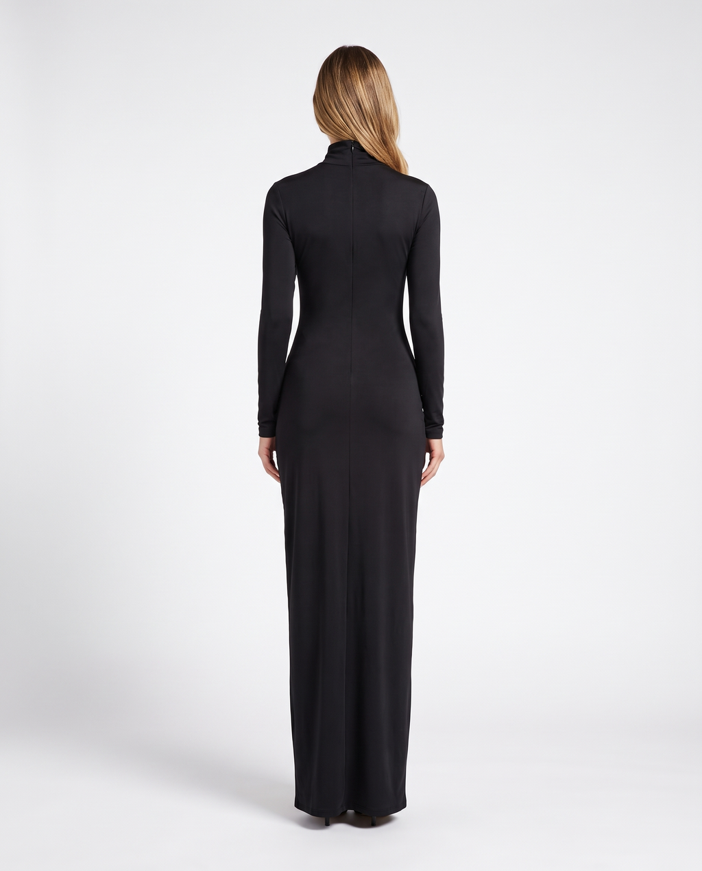 Black Turtleneck Long Sleeve Bodycon Maxi Dress
