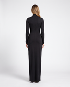 Black Turtleneck Long Sleeve Bodycon Maxi Dress