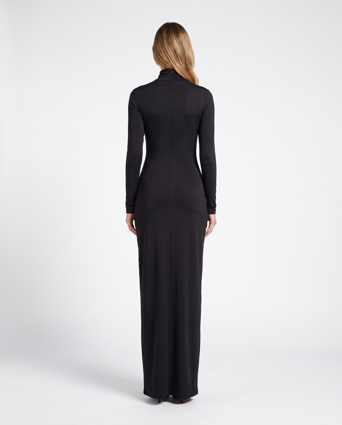 Black Turtleneck Long Sleeve Bodycon Maxi Dress