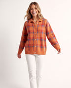 Checked Knitted Button Through Cardigan