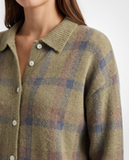 Checked Knitted Button Through Cardigan