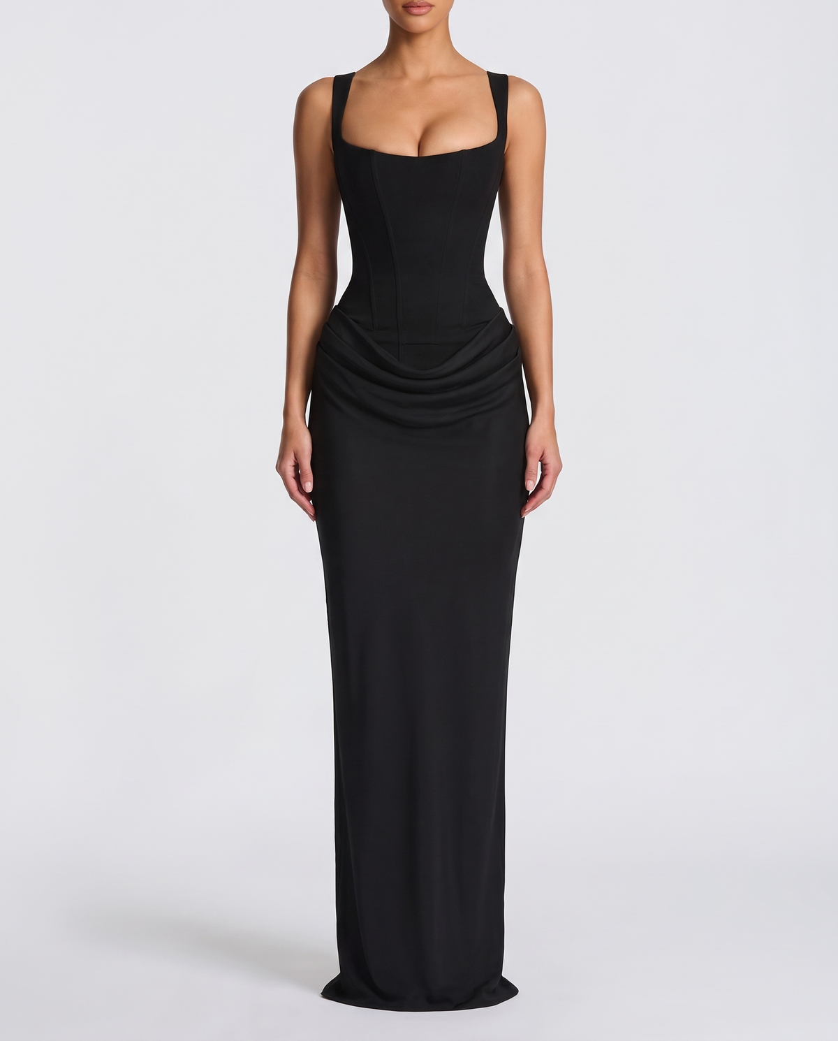Corset Maxi Christmas New Year's Eve Dress with Lace-Up Back
