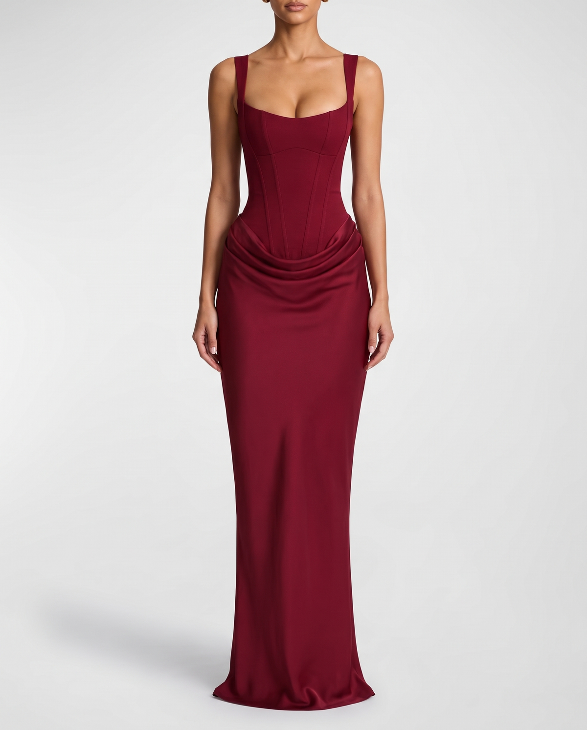 Corset Maxi Christmas New Year's Eve Dress with Lace-Up Back