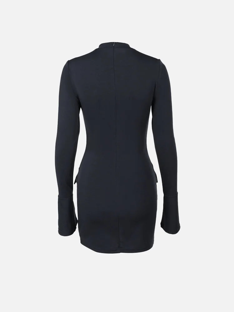 Long Sleeve Turtleneck Cocktail Mini Dress