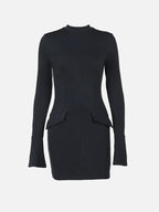 Long Sleeve Turtleneck Cocktail Mini Dress