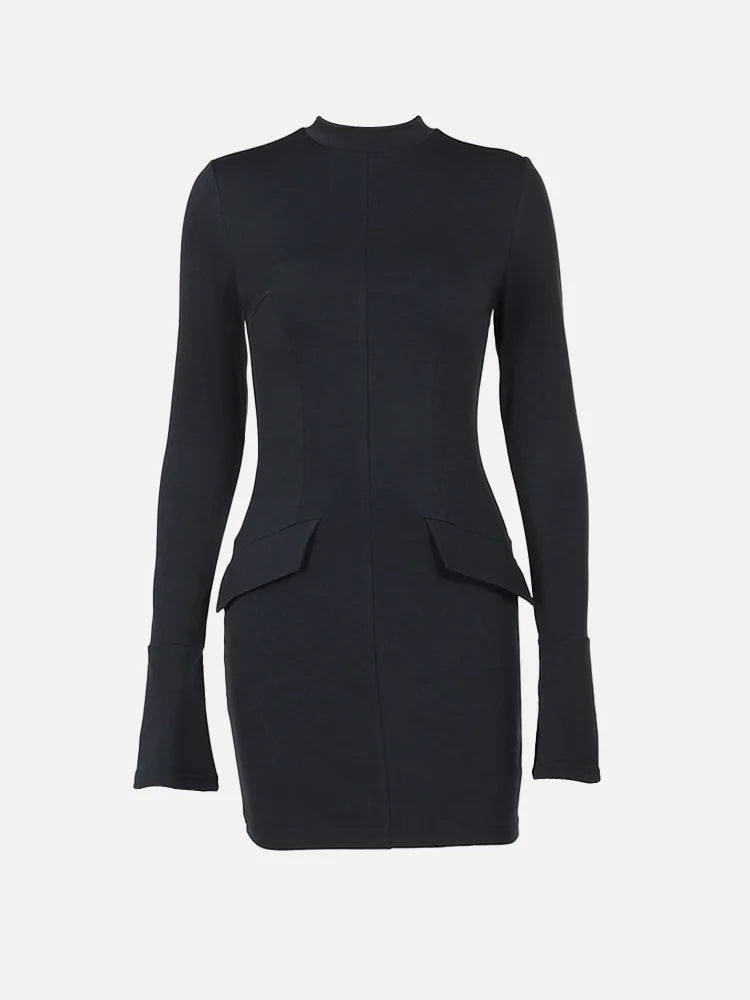 Long Sleeve Turtleneck Cocktail Mini Dress