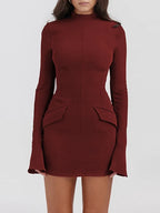 Long Sleeve Turtleneck Cocktail Mini Dress