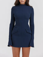 Long Sleeve Turtleneck Cocktail Mini Dress