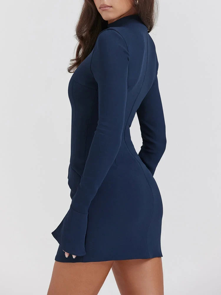 Long Sleeve Turtleneck Cocktail Mini Dress