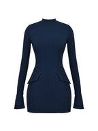 Long Sleeve Turtleneck Cocktail Mini Dress