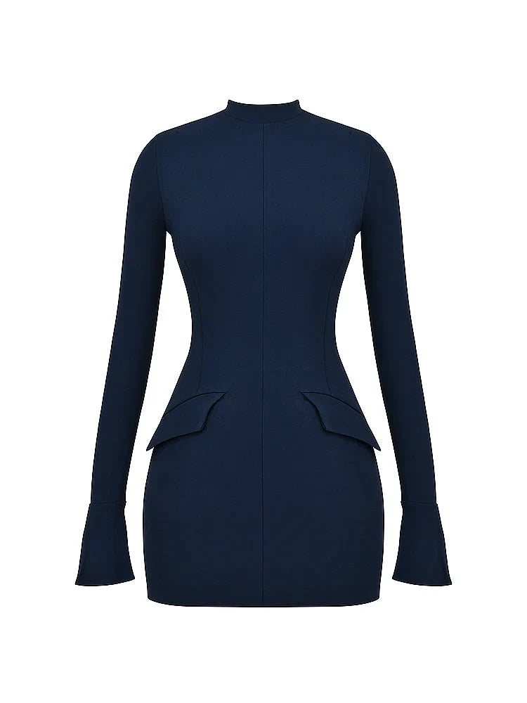 Long Sleeve Turtleneck Cocktail Mini Dress