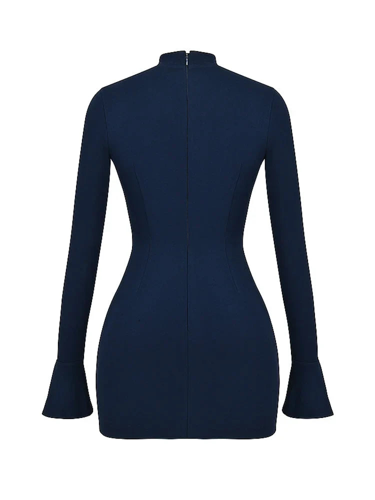 Long Sleeve Turtleneck Cocktail Mini Dress