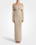 Luna Bardot Knitted Dress - Beige
