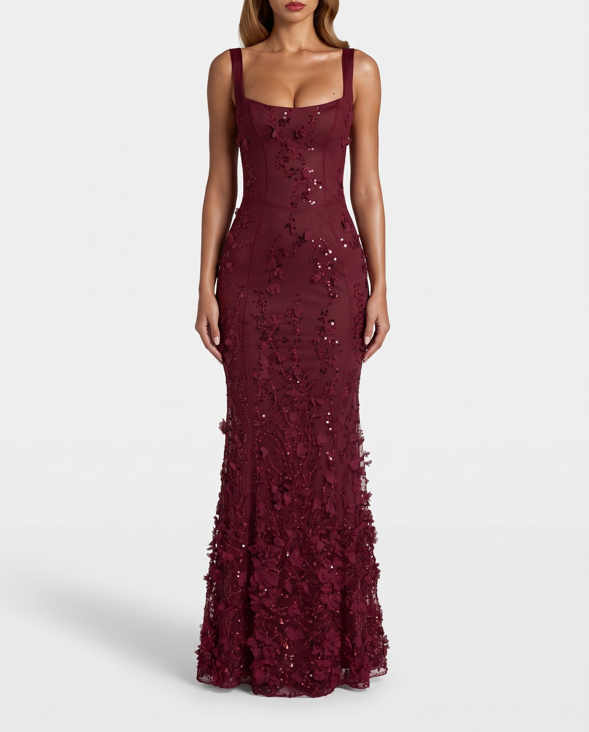 Red Sequin Maxi Dress – Glitter Christmas Party Gown