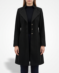 Women's Long Winter Coat – Tailored Fitted Jacket with Lapel