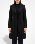 Women's Long Winter Coat – Tailored Fitted Jacket with Lapel