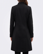 Women's Long Winter Coat – Tailored Fitted Jacket with Lapel