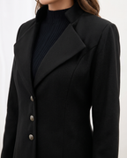 Women's Long Winter Coat – Tailored Fitted Jacket with Lapel