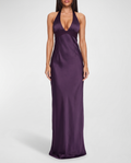 Olivia Halter Cocktail Satin Maxi Dress Purple