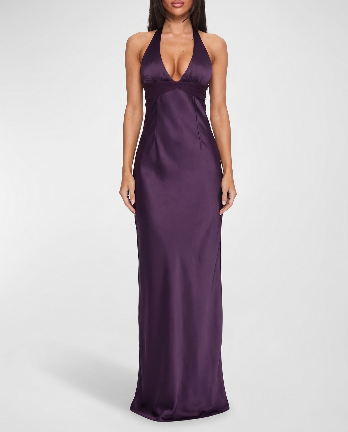 Olivia Halter Cocktail Satin Maxi Dress Purple