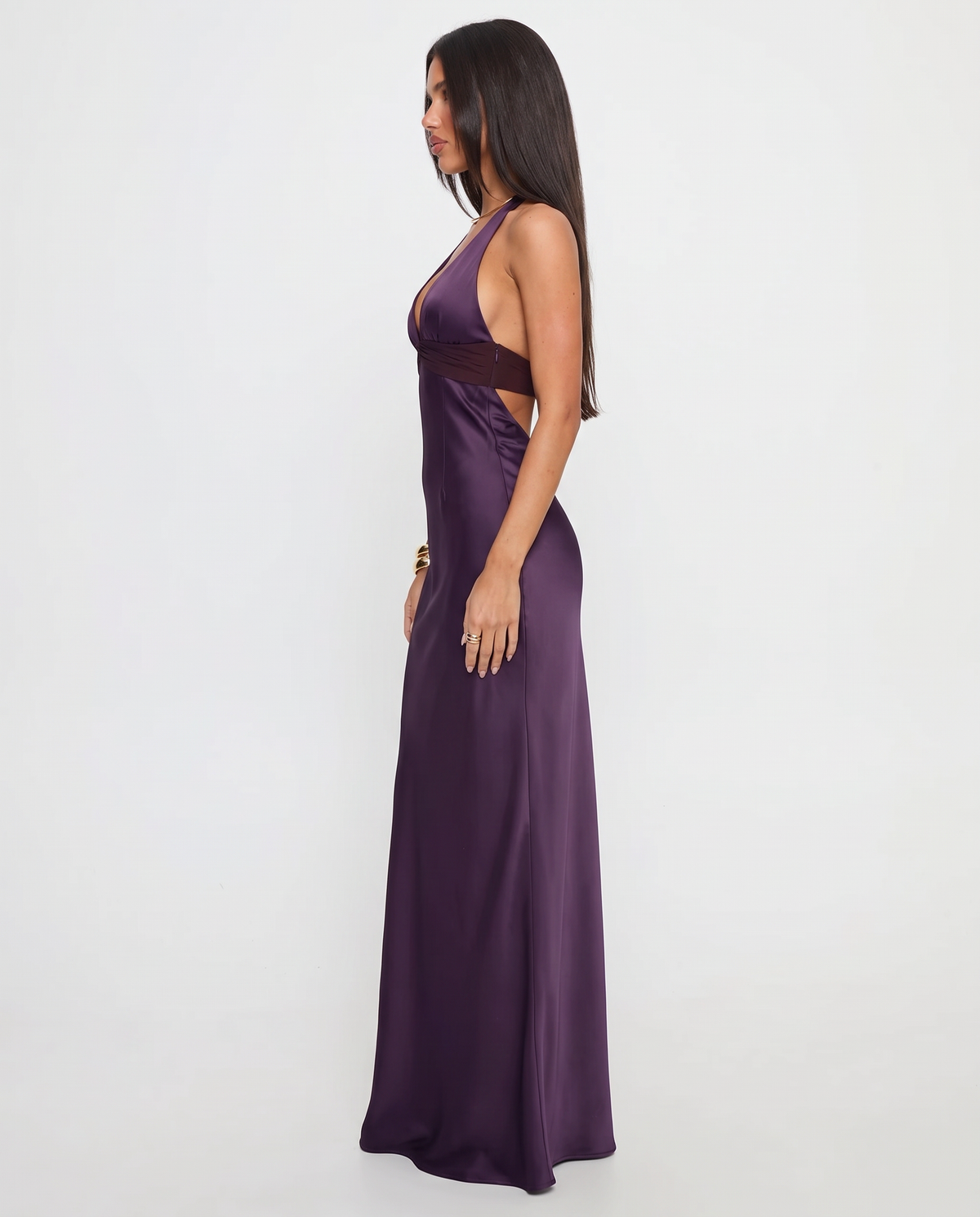 Olivia Halter Cocktail Satin Maxi Dress Purple