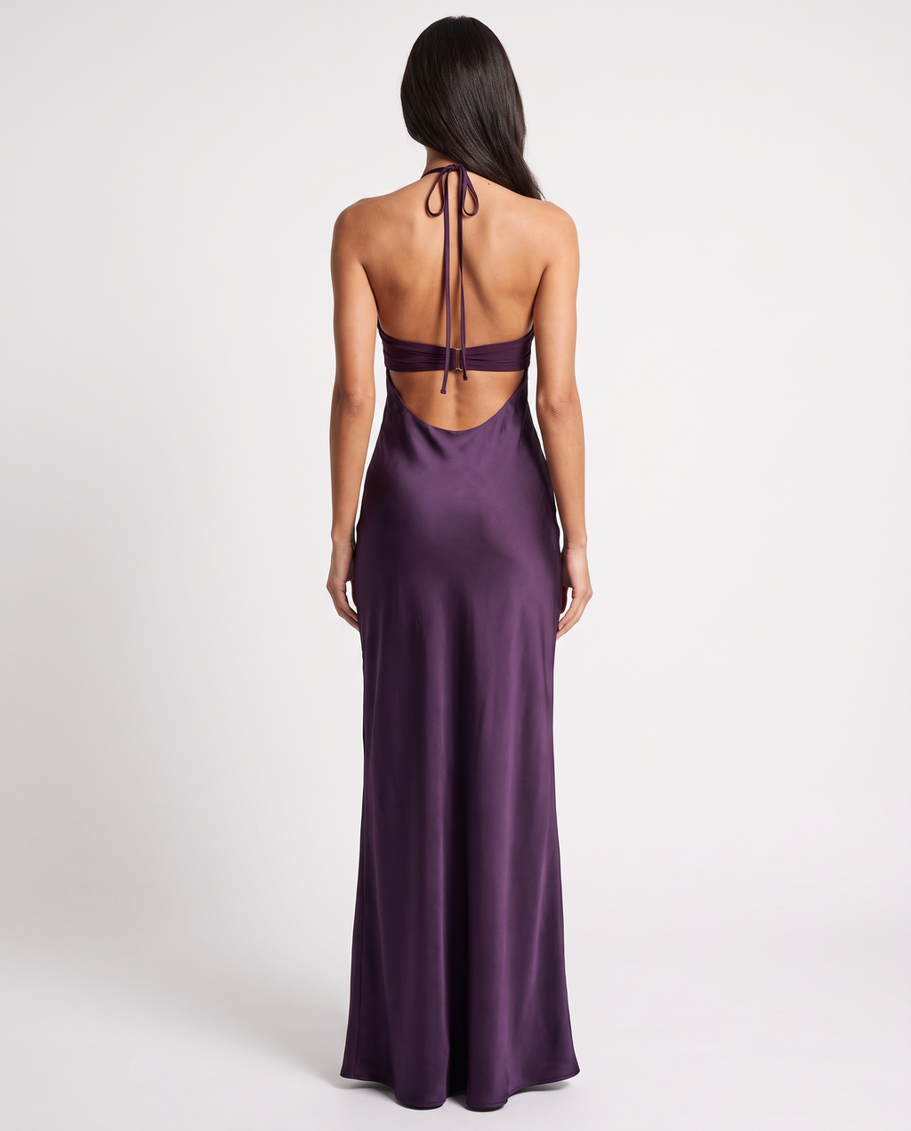 Olivia Halter Cocktail Satin Maxi Dress Purple
