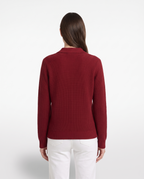 Women's Red Collared Cardigan – Waffle Knit Button Up