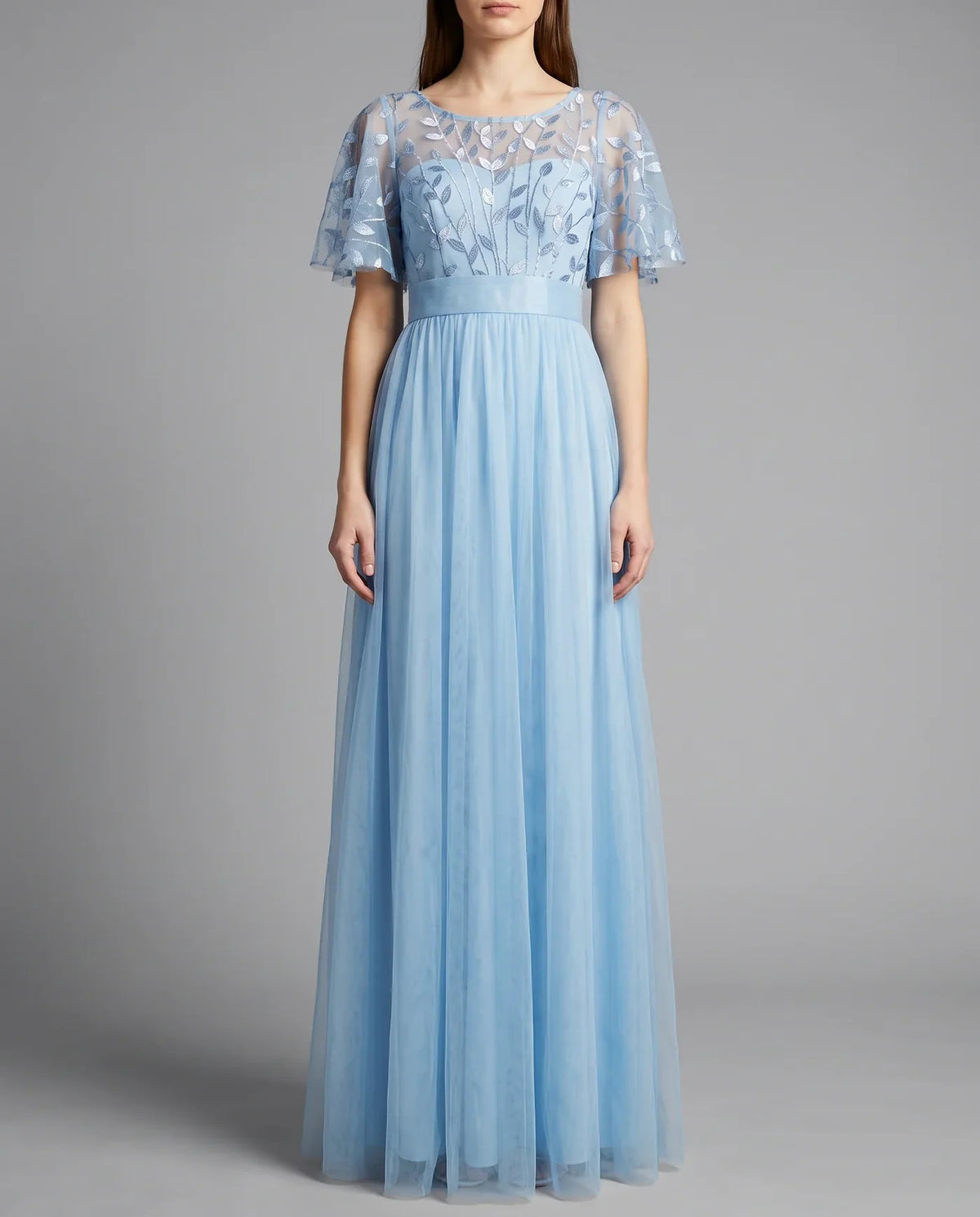 A-Line Short Sleeve Wedding Guest Maxi Dress