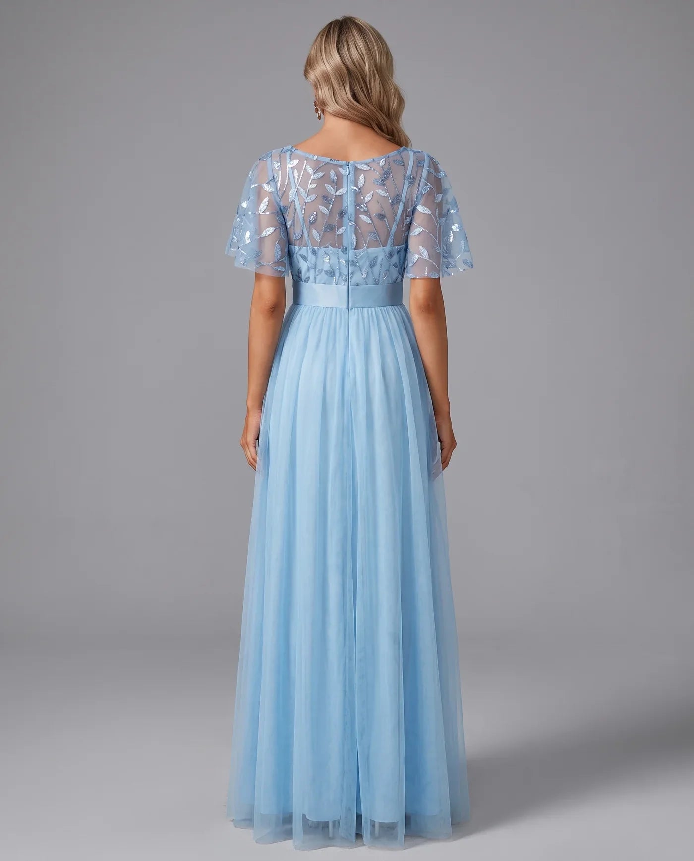 A-Line Short Sleeve Wedding Guest Maxi Dress