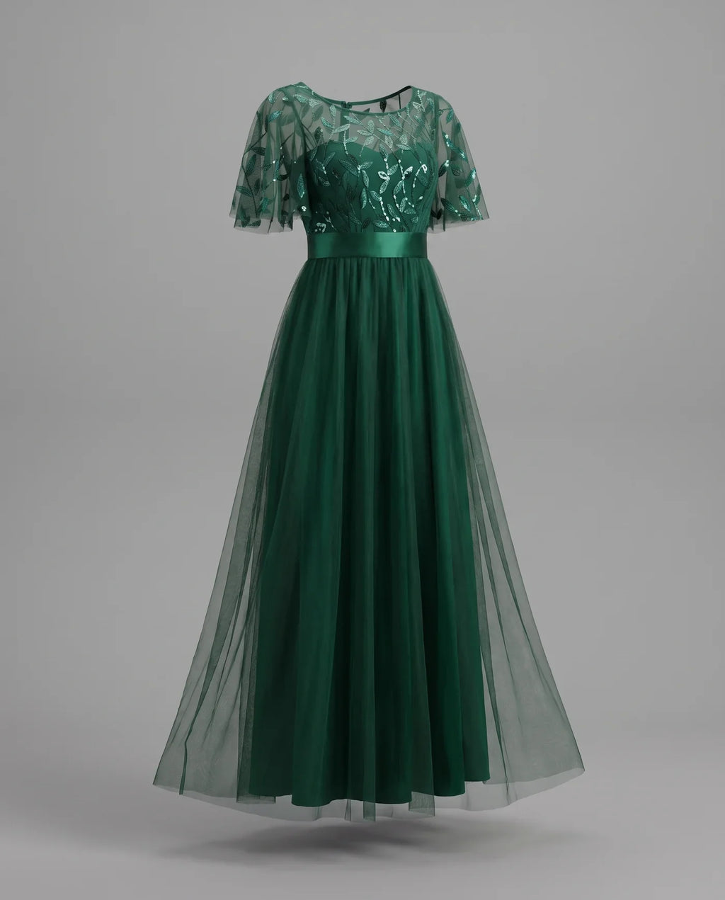 A-Line Short Sleeve Wedding Guest Maxi Dress