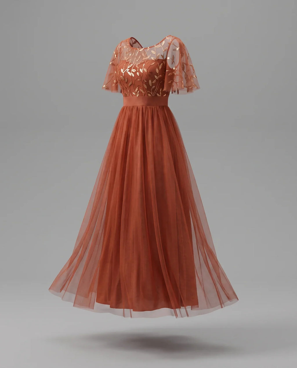 A-Line Short Sleeve Wedding Guest Maxi Dress