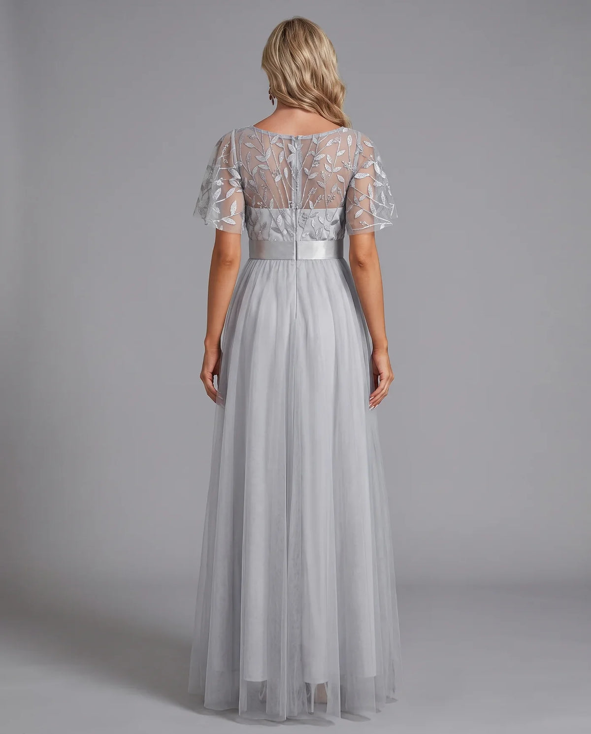 A-Line Short Sleeve Wedding Guest Maxi Dress