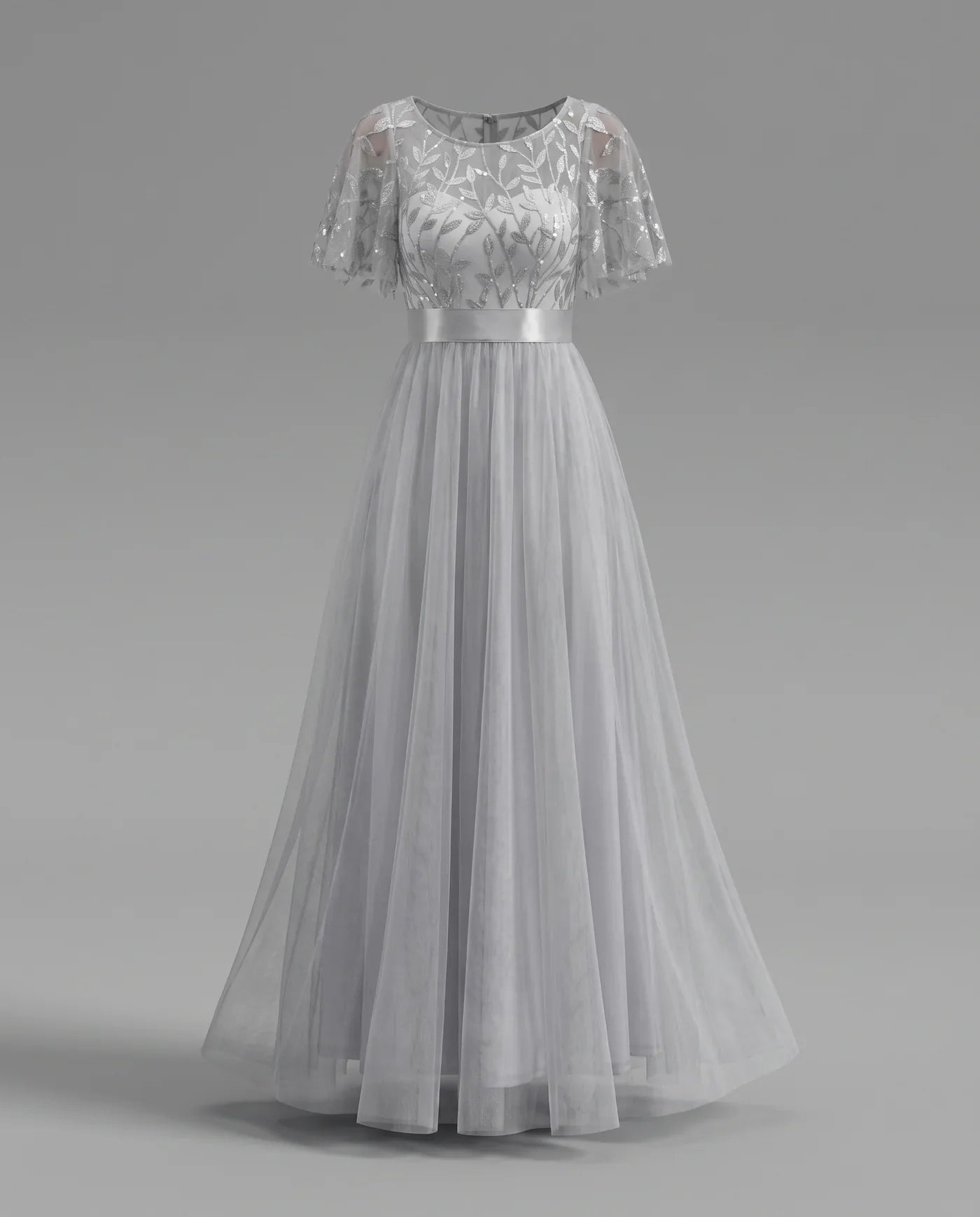 A-Line Short Sleeve Wedding Guest Maxi Dress