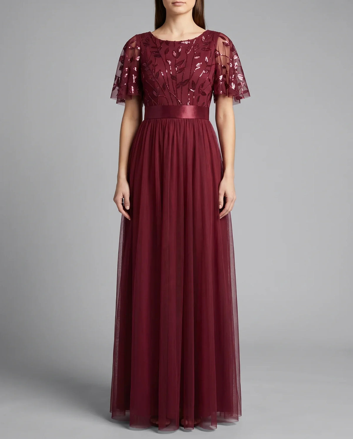 A-Line Short Sleeve Wedding Guest Maxi Dress