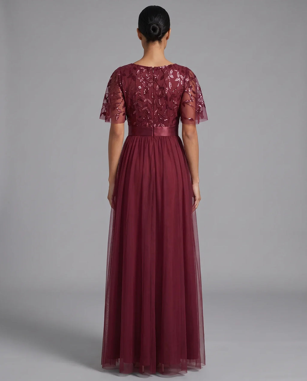A-Line Short Sleeve Wedding Guest Maxi Dress