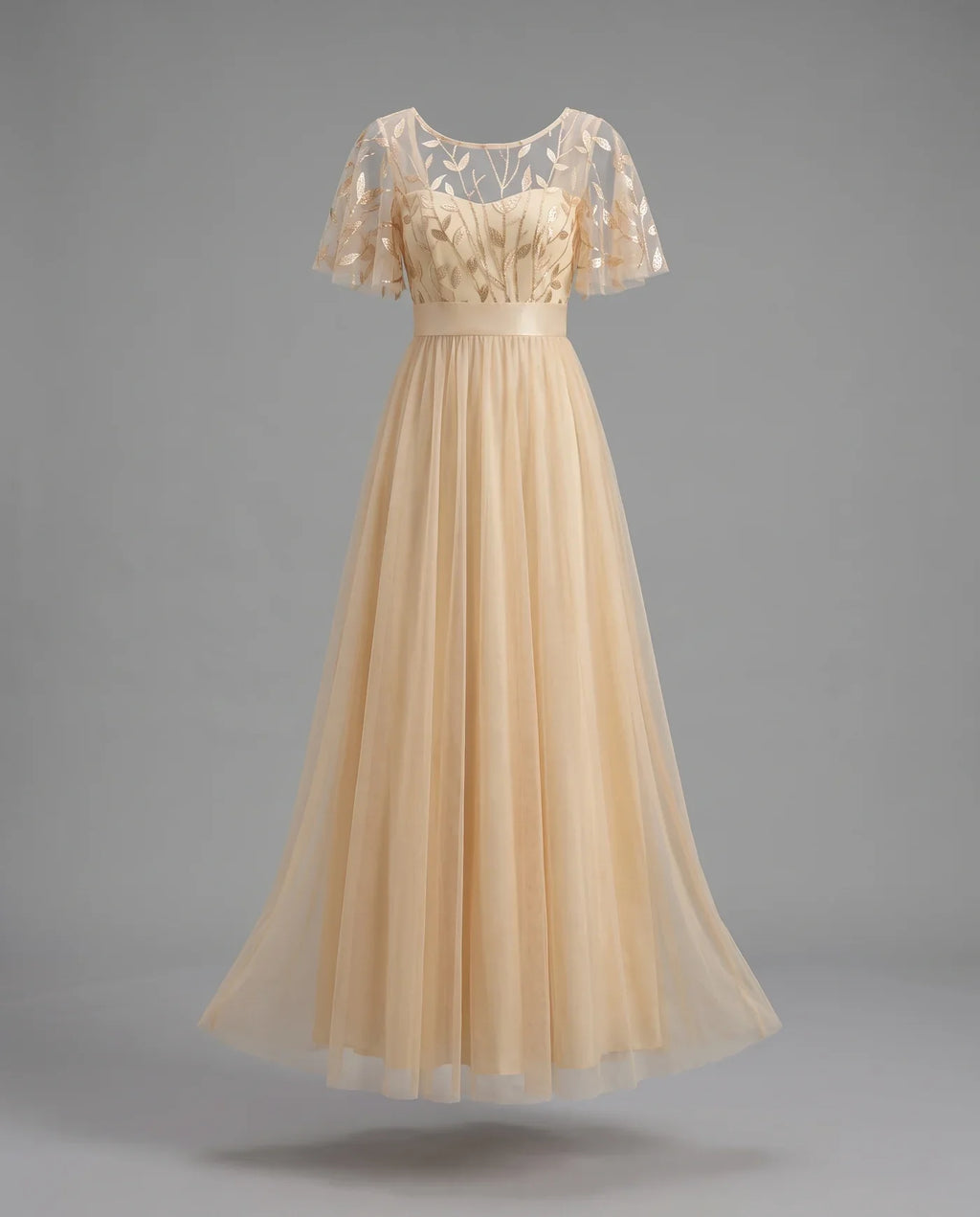 A-Line Short Sleeve Wedding Guest Maxi Dress