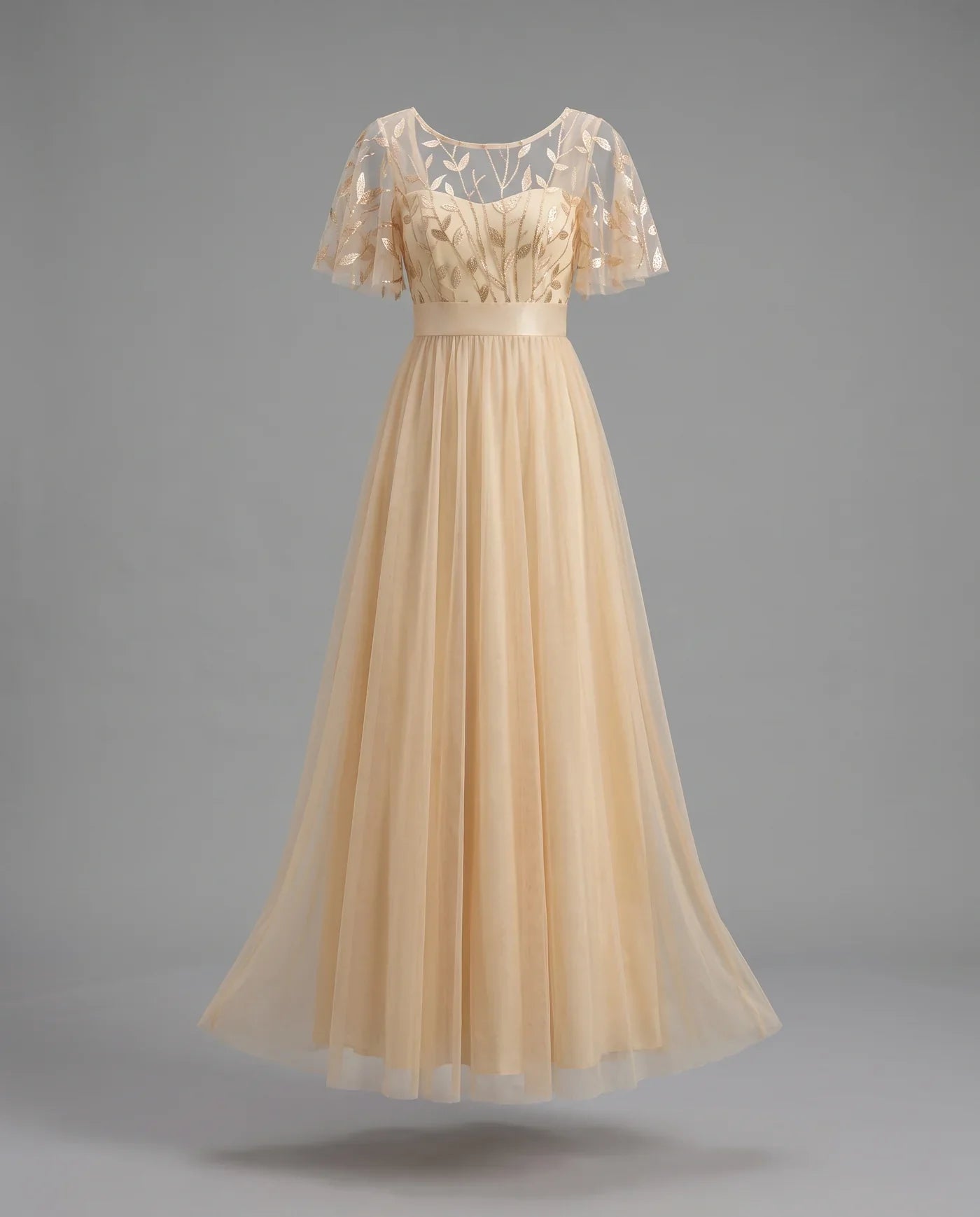A-Line Short Sleeve Wedding Guest Maxi Dress
