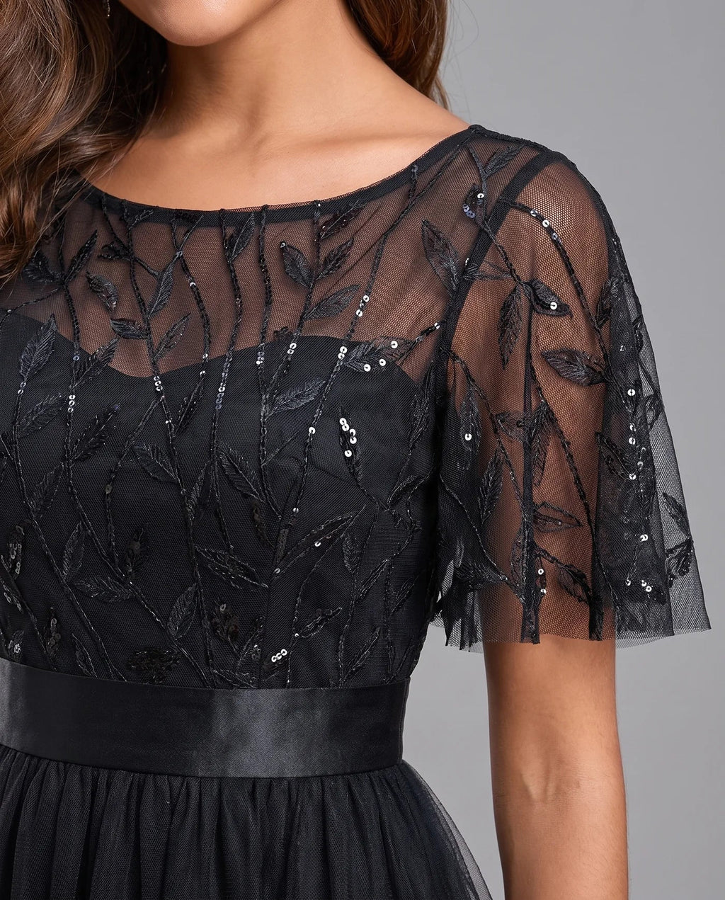 A-Line Short Sleeve Wedding Guest Maxi Dress