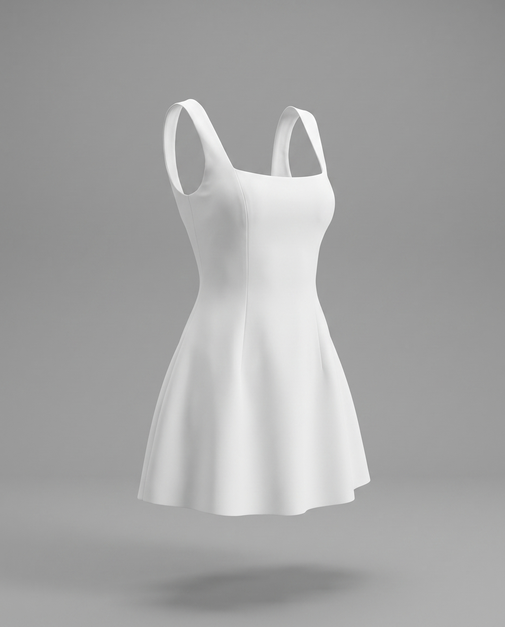 Boat-Neck A-Line Mini Dress White