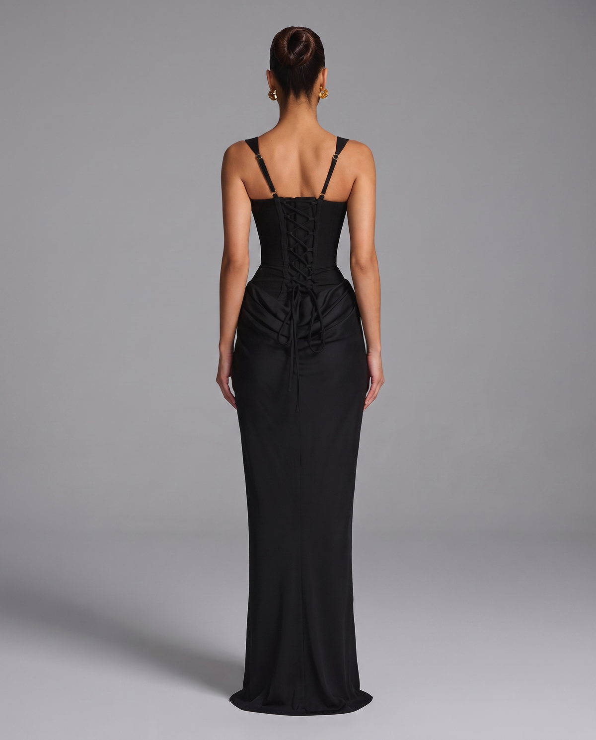 Corset Maxi Dress with Lace-Up Back