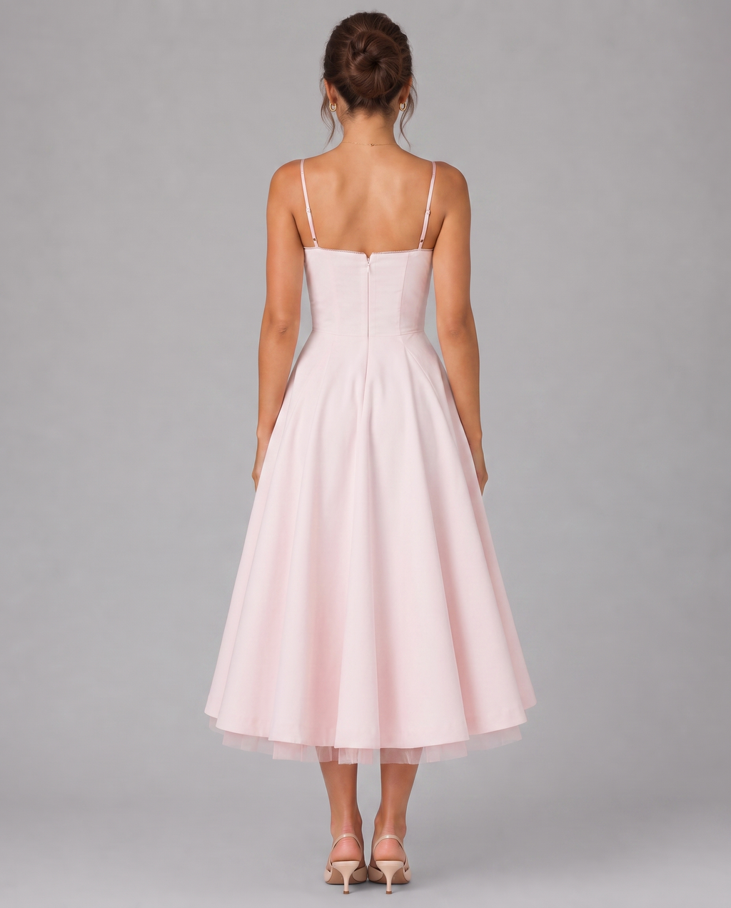 Corset Midi Dress with Full Skirt