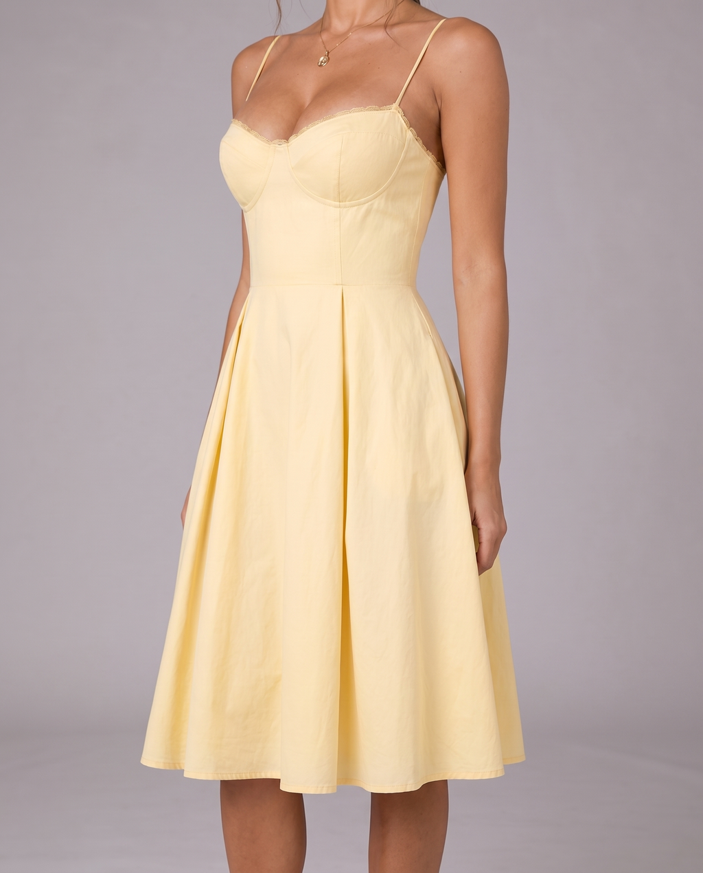 Corset Midi Dress with Full Skirt