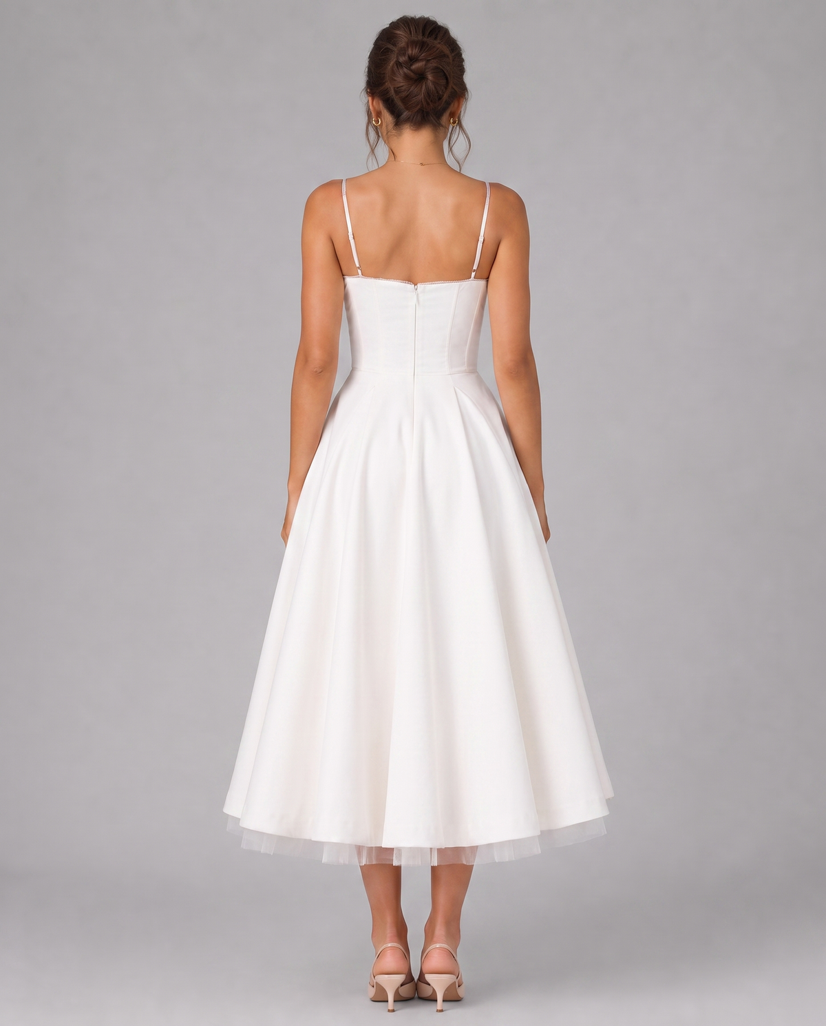 Corset Midi Dress with Full Skirt