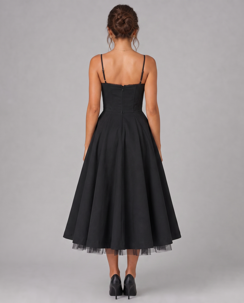 Corset Midi Dress with Full Skirt