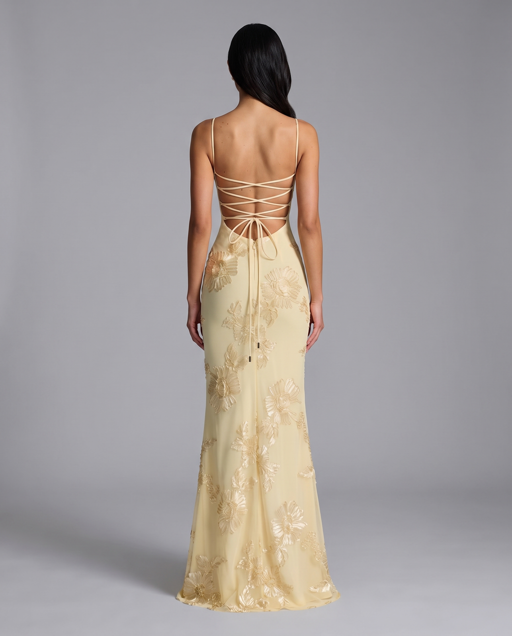 Floral Corset Maxi Dress with Lace-Up Back